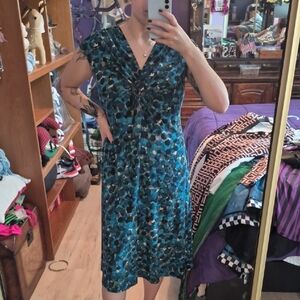 Jones Wear Teal and Black Midi Dress